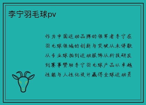 李宁羽毛球pv