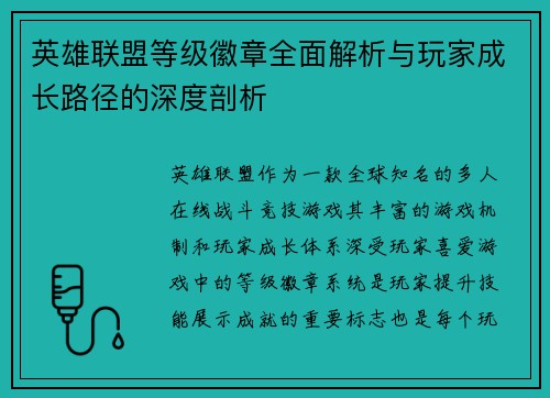 英雄联盟等级徽章全面解析与玩家成长路径的深度剖析